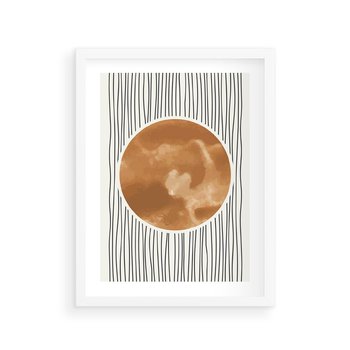 Plakat w ramie 50x70 - Eteryczne Krągłe Echa - boho obraz, geometria - rama biała