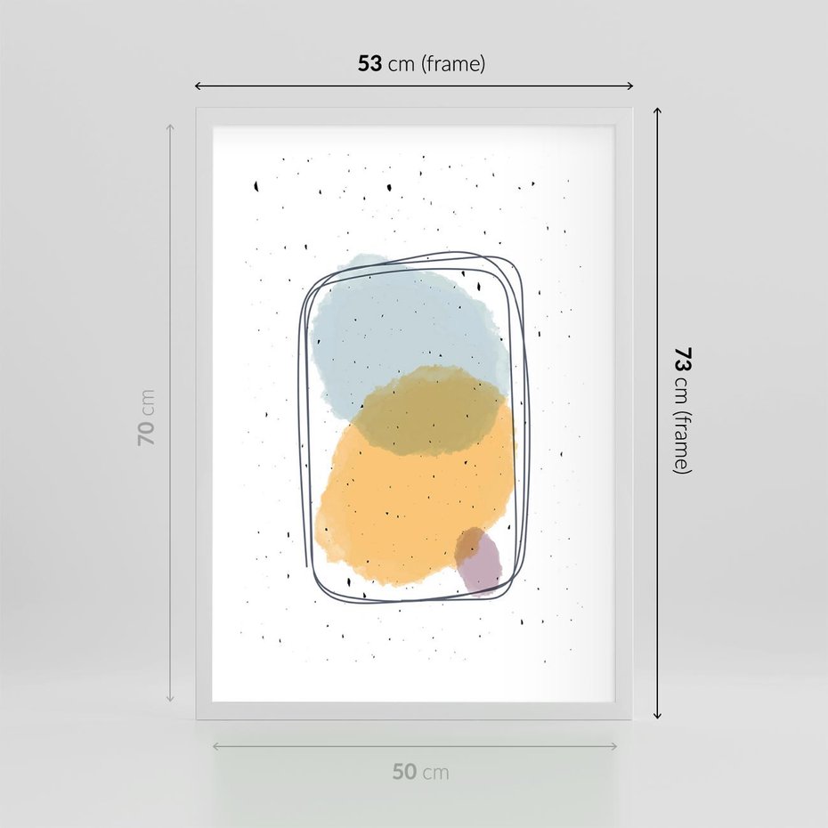 Plakat w ramie 50x70 - Wibracje Linii - abstrakcyjna kompozycja, jak ręcznie malowana - rama biała
