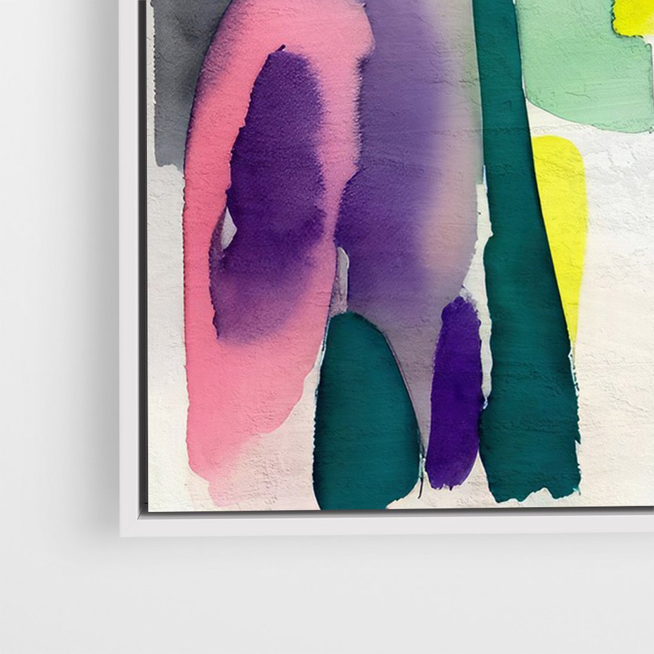 Obraz w ramie 50x70 - Subtelne Akwarelowe Ulotności - abstrakcyjny akwarelowy portret kobiety, rozmyte farby - rama biała