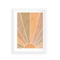Plakat w ramie 30x40 - Grafika Boho w Odcieniach Pomarańczu - boho słońce, grafika - rama biała