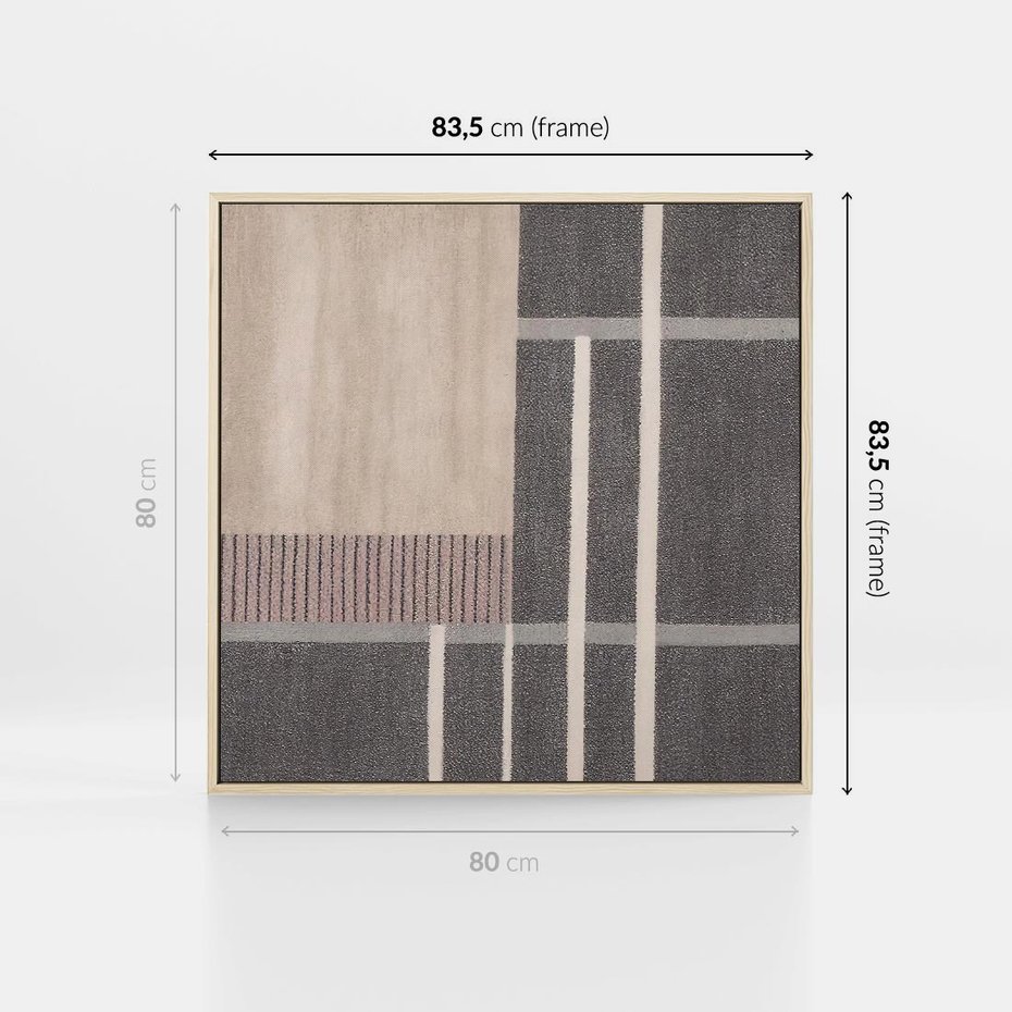 Obraz w ramie 80x80 - Harmonia skradzionych odcieni - symetryczne, geometryczne pasy - rama drewno