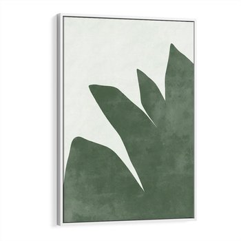 Obraz w ramie 50x70 - Oaza Harmonii - abstrakcyjny kształt, zielony plakat - rama biała