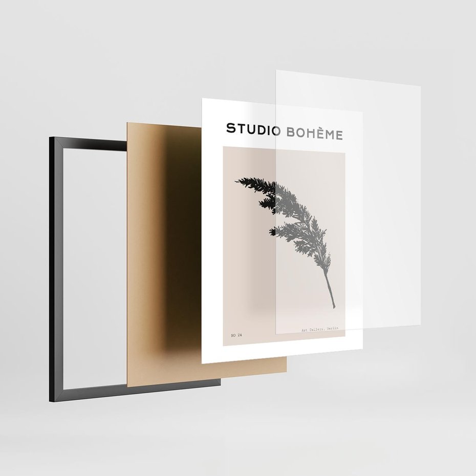 Plakat w ramie 40x50 - Boho Refrakcje Przestrzeni - boho plakat, roślina - rama czarna