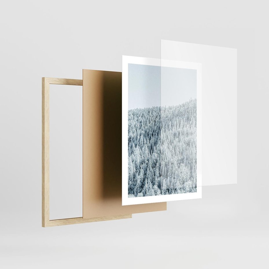 Plakat w ramie 50x70 - Cicha Zima - las, zima - rama drewno