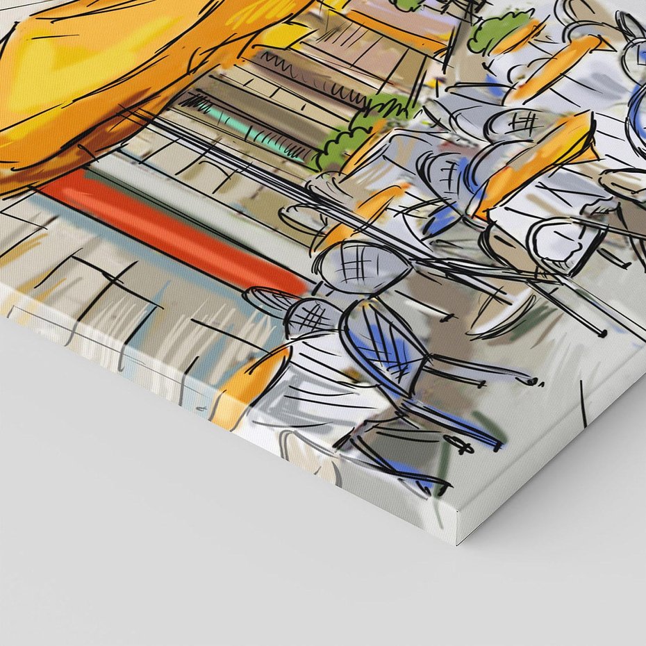 Obraz na płótnie 60x60 - Kawiarenkowy Szkic - malowany, szkic