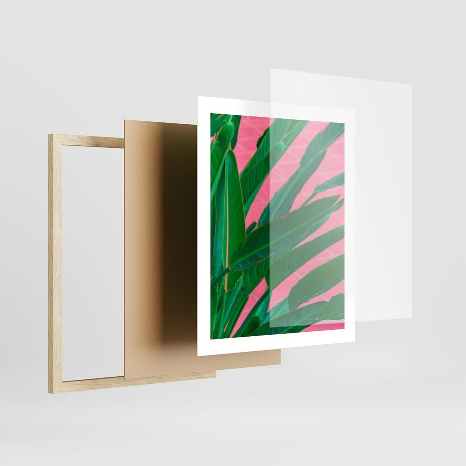 Plakat w ramie 40x50 - Odezwij się do przeszłości - liście, retro - rama drewno