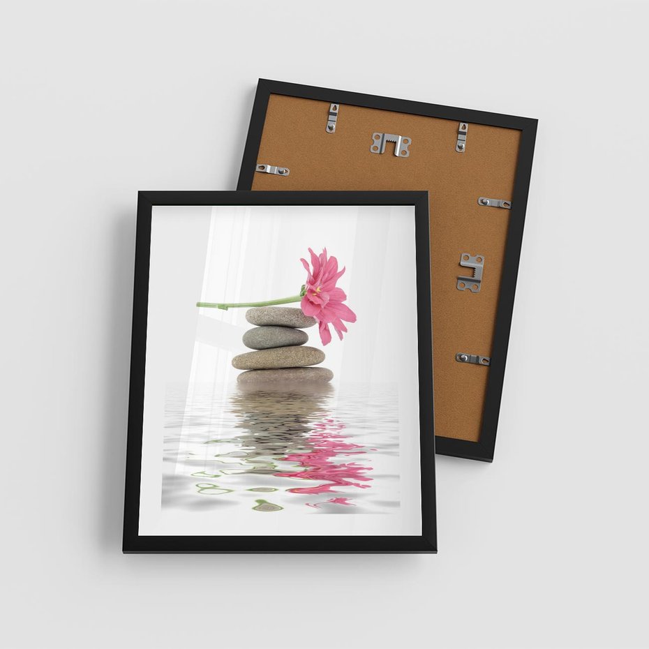 Plakat w ramie 40x50 - Kwiatowe japońskie spa - japońskie, spa - rama czarna