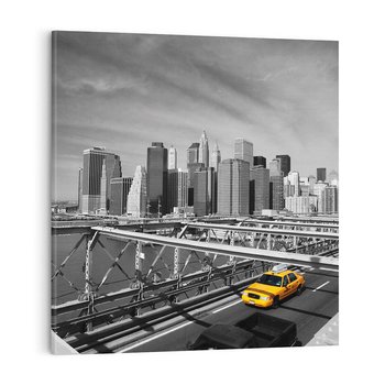 Obraz na płótnie 40x40 - Podróż taksówką przez Nowy Jork - TAXI, miasto