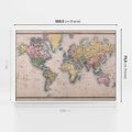 Obraz w ramie 100x70 - Światło Przeszłości - retro mapa świata, mapa - rama biała