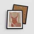 Plakat w ramie 40x50 - Kobiece Retro - minimalistyczny boho plakat, retro kobieta w stroju kąpielowym - rama czarna