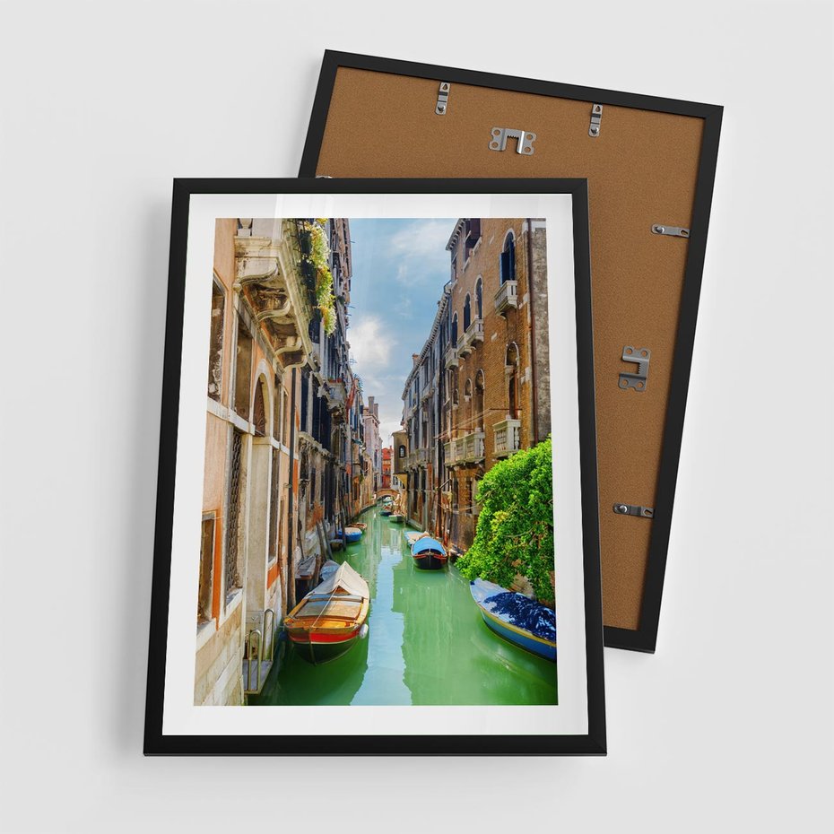 Plakat w ramie 50x70 - Wenecja: romantyczne miasto wodnych dróg - Wenecja, Włochy - rama czarna