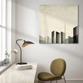 Obraz na płótnie 40x40 - Mroczne Wieżowce - postarzana grafika, perspektywa budynków wieżowców
