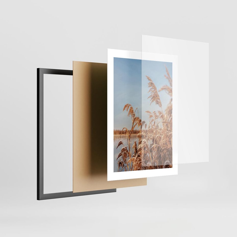 Plakat w ramie 30x40 - Wyraz Stylu - trawy, boho - rama czarna