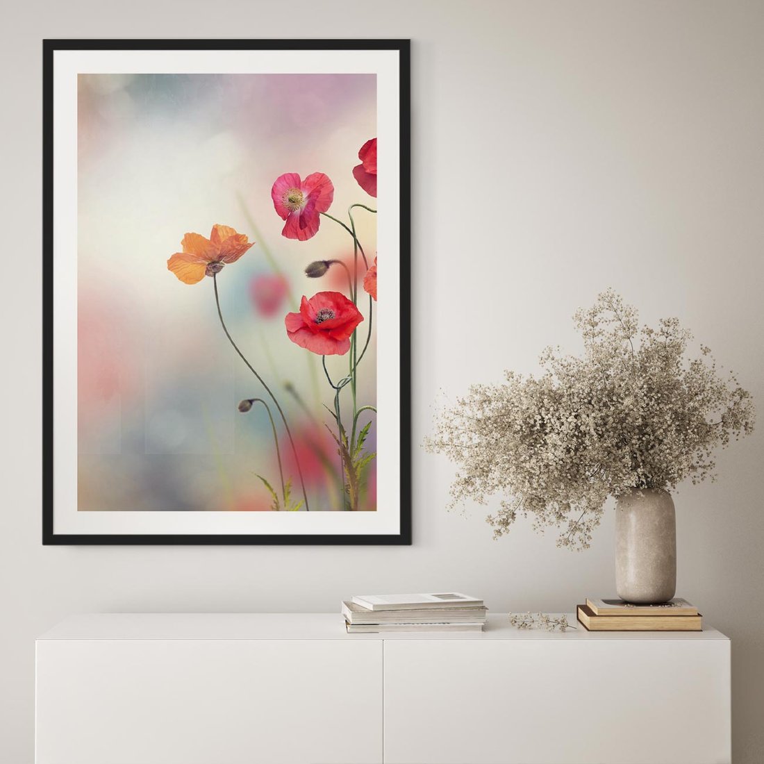 Plakat w ramie 40x50 - Urok natury - kwiaty, akwarela - rama czarna
