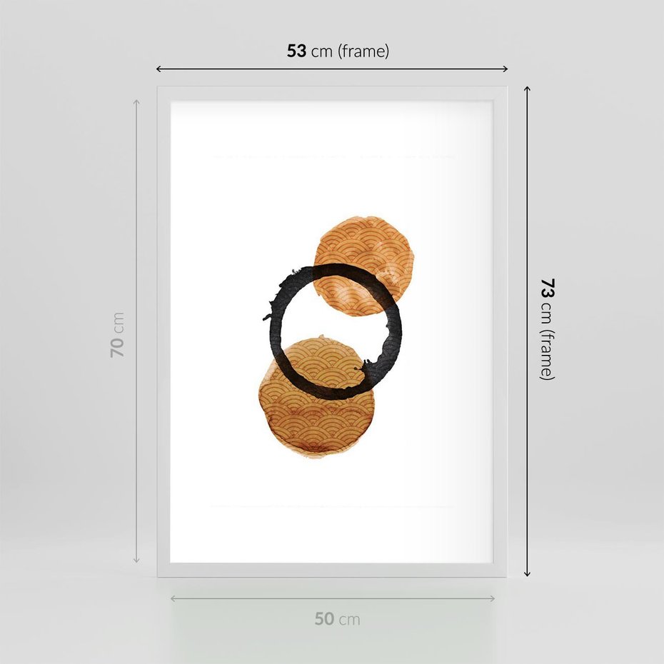 Plakat w ramie 50x70 - Japandi Geometria: Minimalistyczna Grafika - japońska sztuka, geometria - rama biała