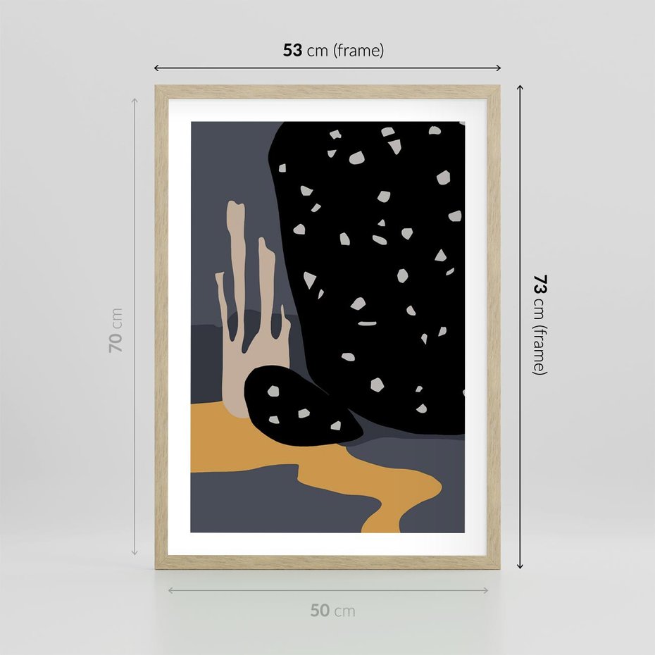 Plakat w ramie 50x70 - Formy Szarości - ciemny, mroczny plakat - rama drewno