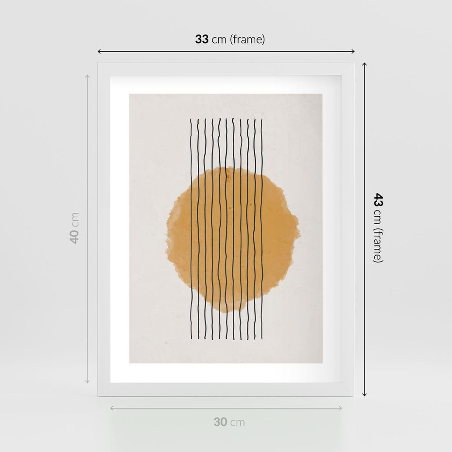 Plakat w ramie 30x40 - Taniec Emocji - abstrakcyjne akwarelowe plamy, nieregularne kreski - rama biała