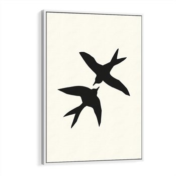 Obraz w ramie 70x100 - Kreatywne Echa - jaskółki, minimalizm - rama biała