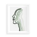 Plakat w ramie 50x70 - Zielony Profil - abstrakcja, zielony portret z profilu - rama biała