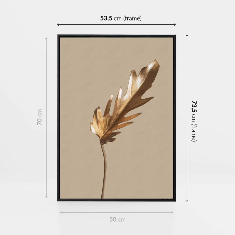 Obraz w ramie 50x70 - Piękno w Detalu - złoty, liść - rama czarna