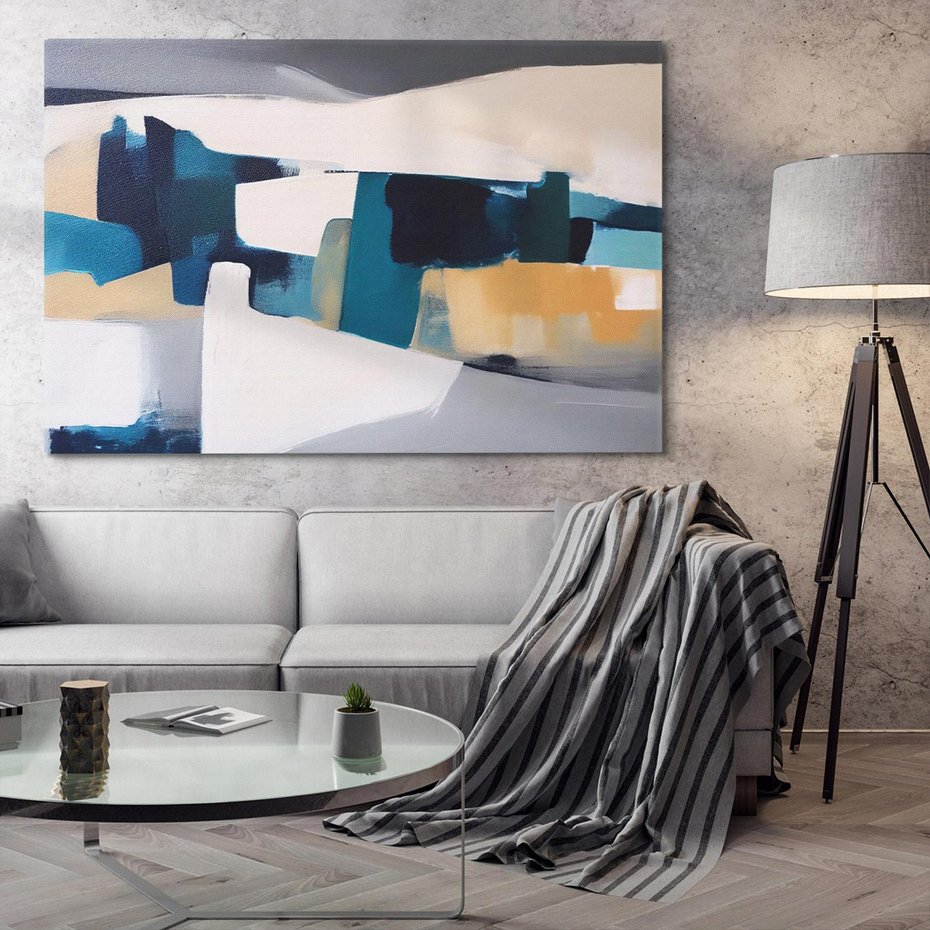 Obraz na płótnie 120x80 - Turkusowe Maźnięcia - obraz, abstrakcja