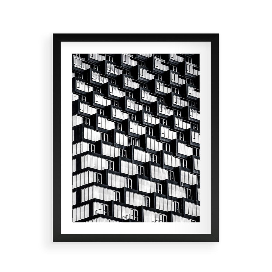 Plakat w ramie 40x50 - Elegancja Wysokości - architektura, wieżowiec - rama czarna