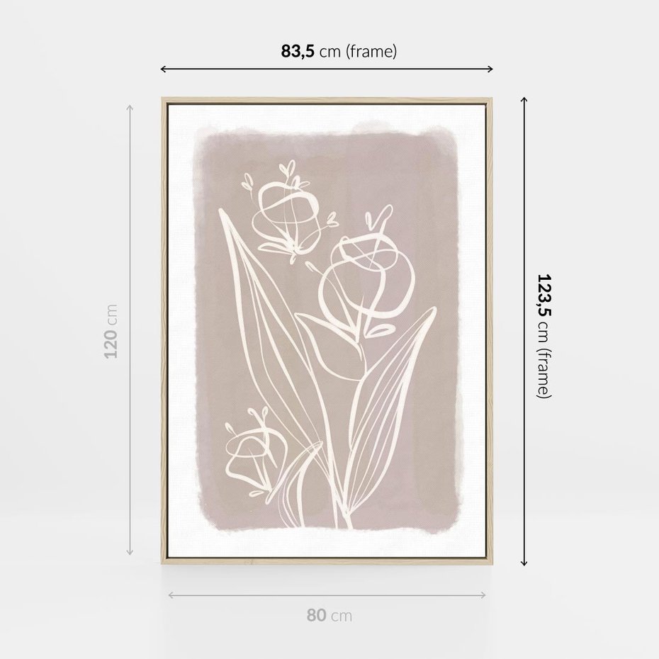 Obraz w ramie 80x120 - Pastelowe Nastroje - nowoczesny subtelny plakat, beżowy - rama drewno