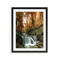 Plakat w ramie 40x50 - Jesienny wodospad w lesie - wodospad, las - rama czarna