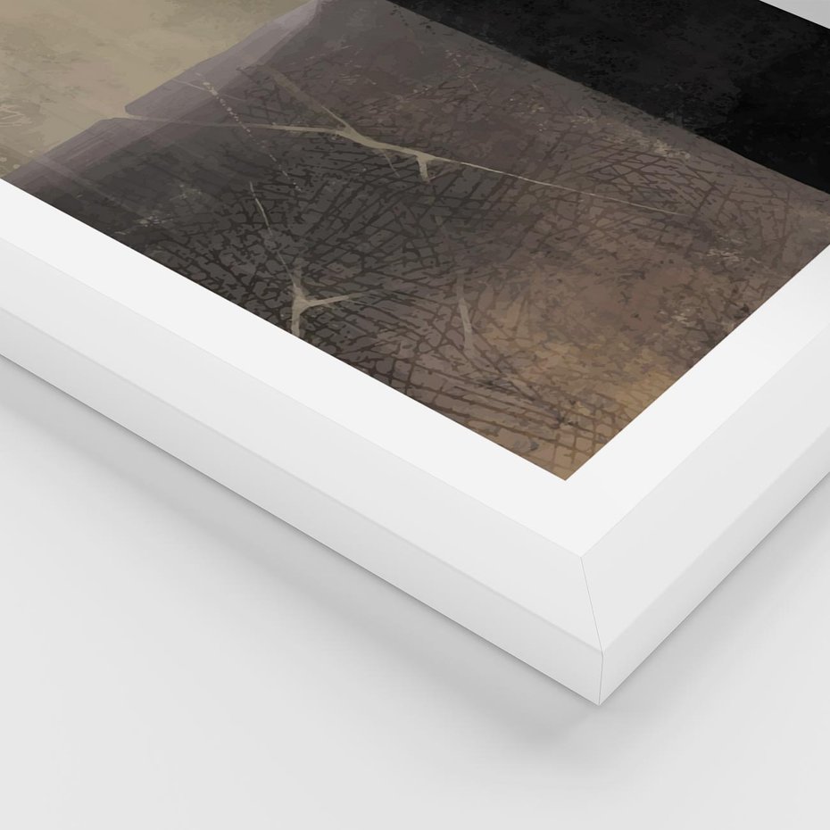 Plakat w ramie 40x50 - Kształty Urywane - mroczny plakat, nowoczesne wnętrza - rama biała