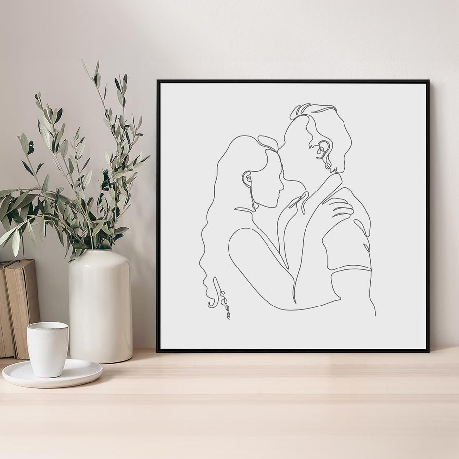 Obraz w ramie 50x50 - Wewnętrzne Emocje - para zakochanych, kobieta i mężczyzna - rama czarna