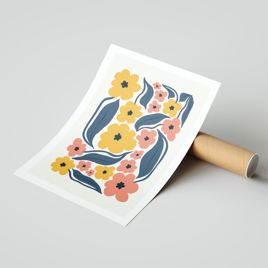 Plakat bez ramy 50x70 - Pastelowe Impresje - pastelowe kwiaty, abstrakcyjna kompozycja