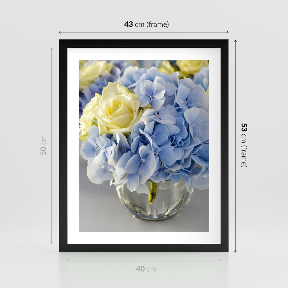 Plakat w ramie 40x50 - Różany Bukiet - bukiet, kwiaty - rama czarna