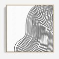 Obraz w ramie 50x50 - Refrakcje Przestrzeni - mnimalistyczna forma, czarne linie - rama drewno
