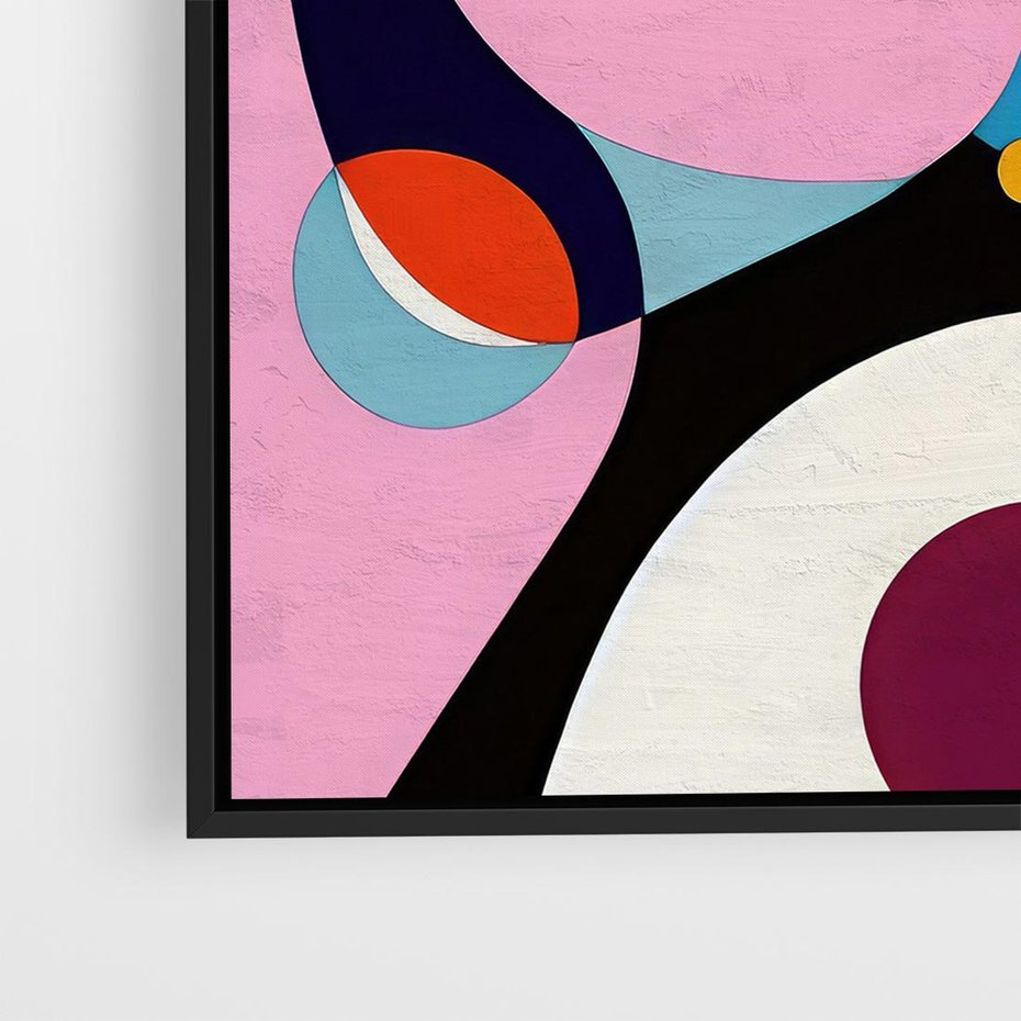 Obraz w ramie 50x50 - Kolorowe Ulotności - abstrakcyjny obraz olejny, żywe kolory - rama czarna