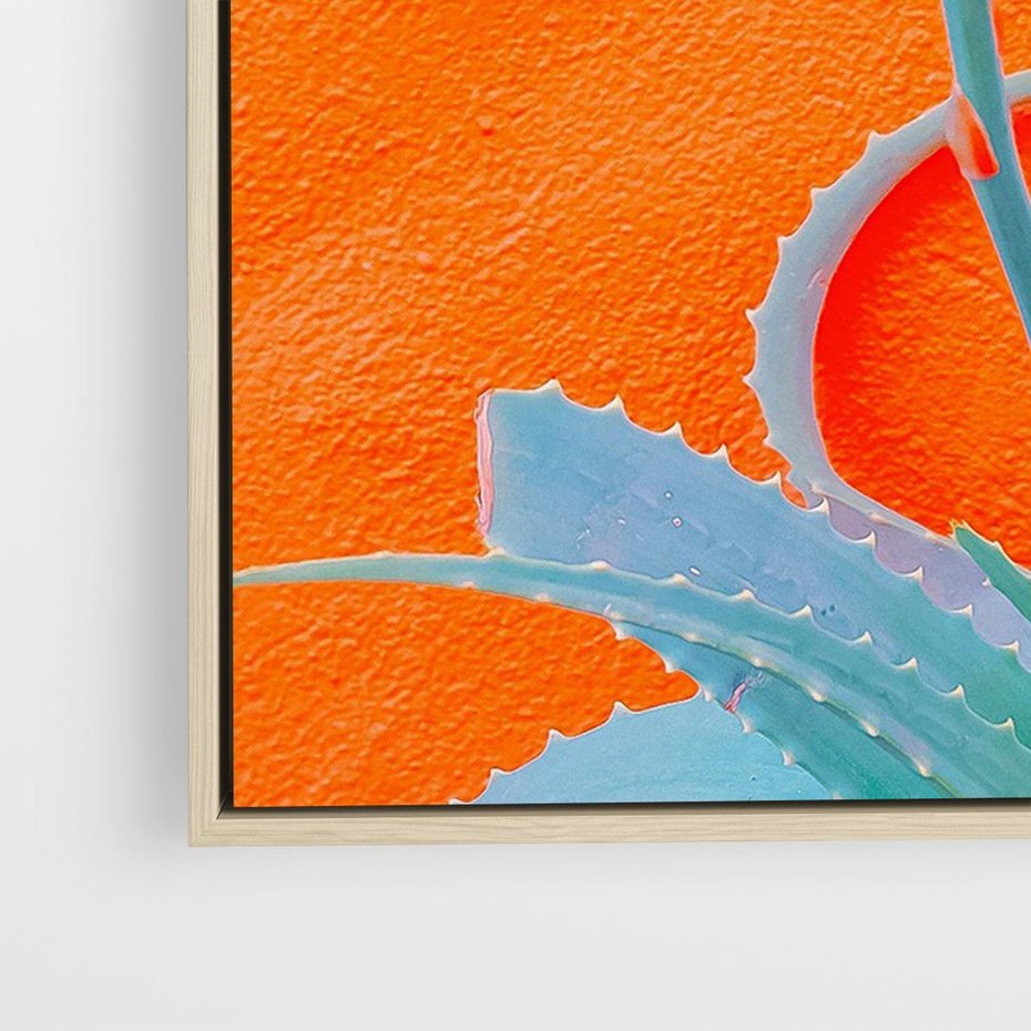 Obraz w ramie 70x50 - Naturalna Harmonia - kaktusy, liście - rama drewno