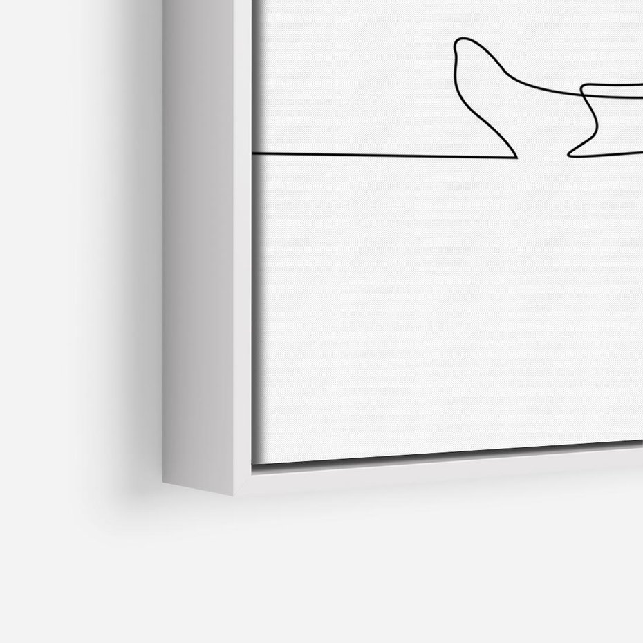 Obraz w ramie 120x80 - Postać na Łóżku - one line art, szkic - rama biała