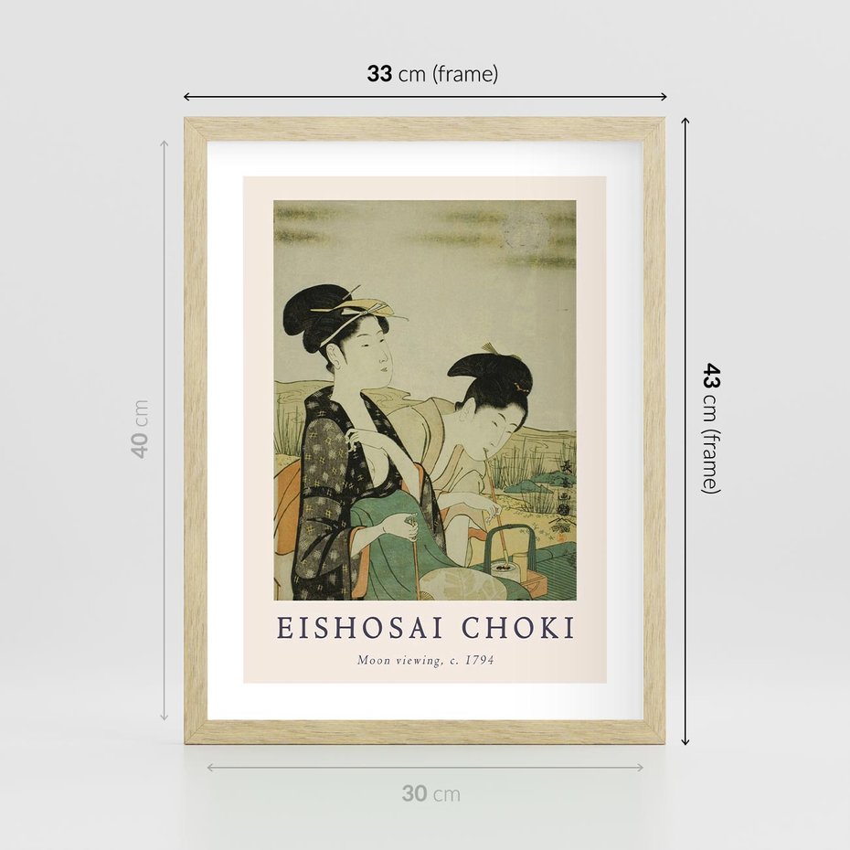 Plakat w ramie 30x40 - Rycina Eishosai Choki - staraa chińska rycina, eishosai choki - rama drewno