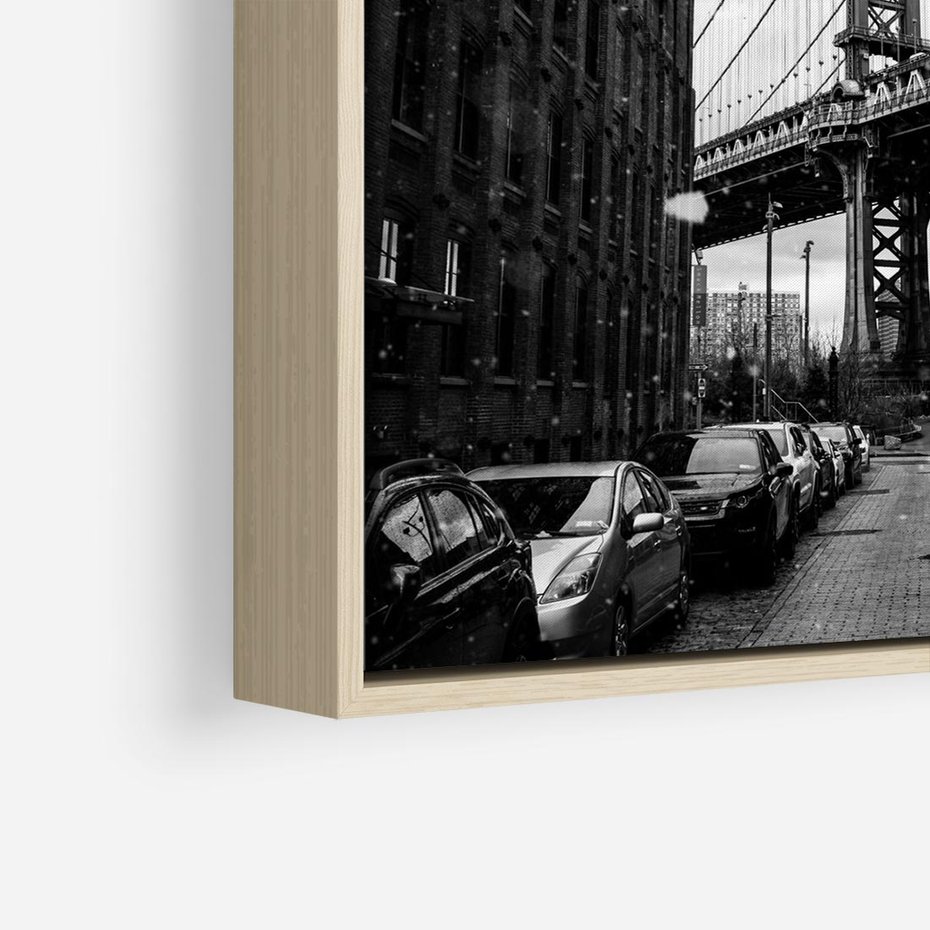 Obraz w ramie 80x80 - Ikona Miasta - Nowy Jork, most - rama drewno