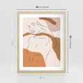 Plakat w ramie 40x50 - Sztuka Piękna w Beżach i Brązach - szkic jedną linią, naga kobieta - rama drewno