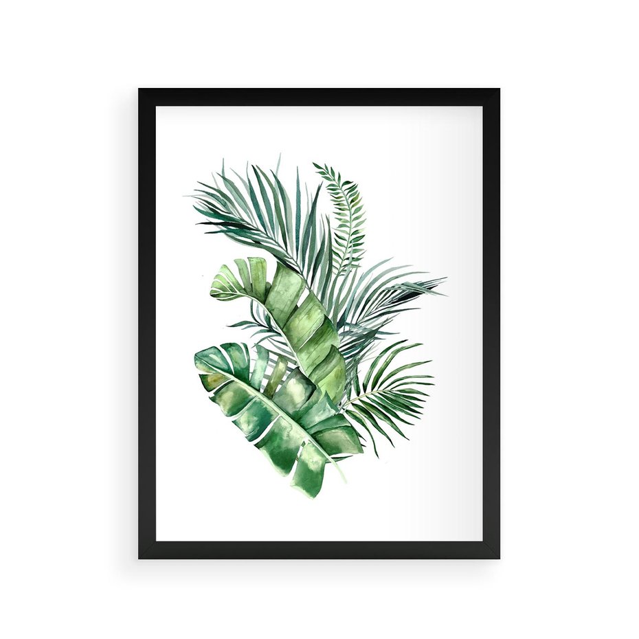 Plakat w ramie 30x40 - Piękno Złotej Rośliny - złote, liście - rama czarna