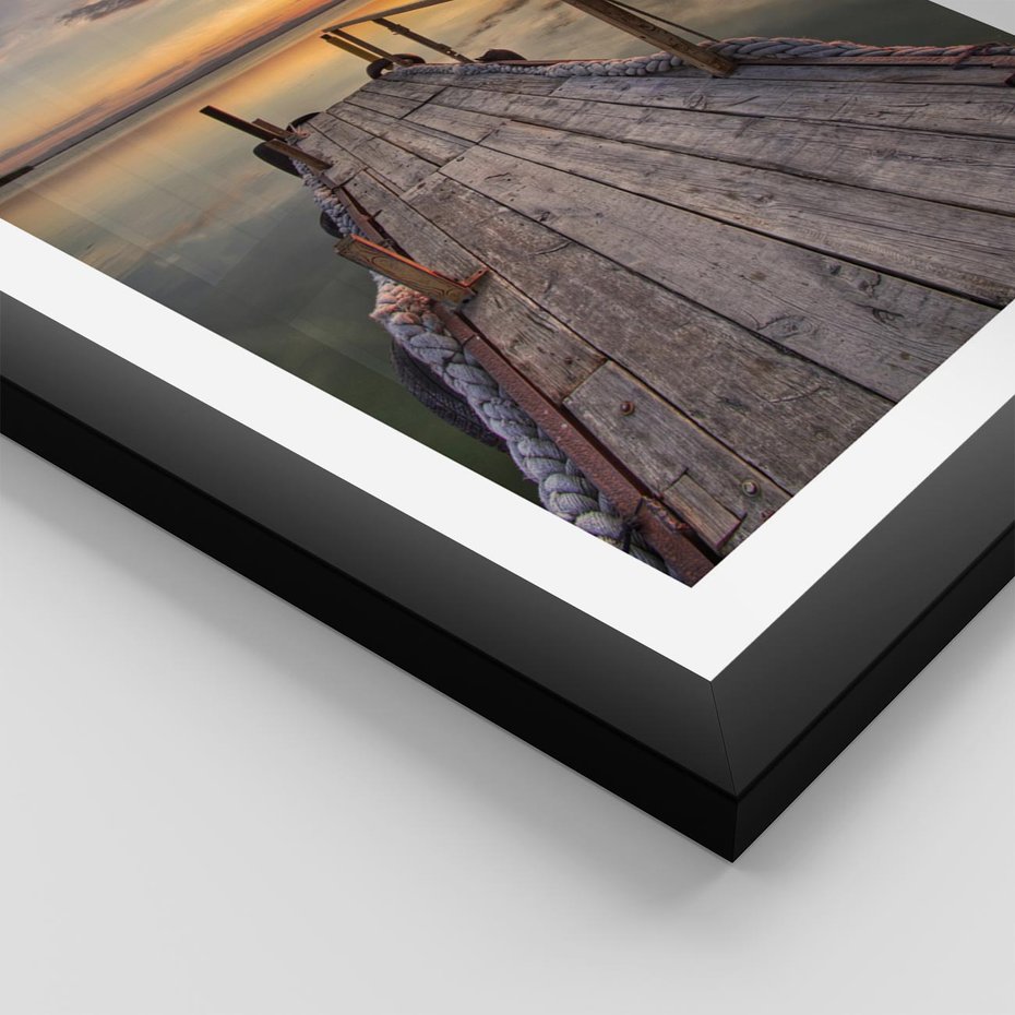 Plakat w ramie 30x40 - Zachód Słońca na Pomostcie - zachód, słońca - rama czarna
