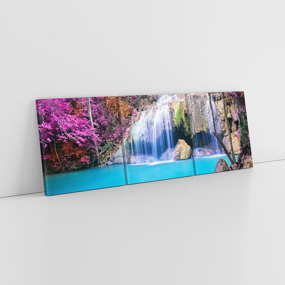 Obraz na płótnie 120x40 - Uroki wodospadu w lesie - Tajlandia, wodospad