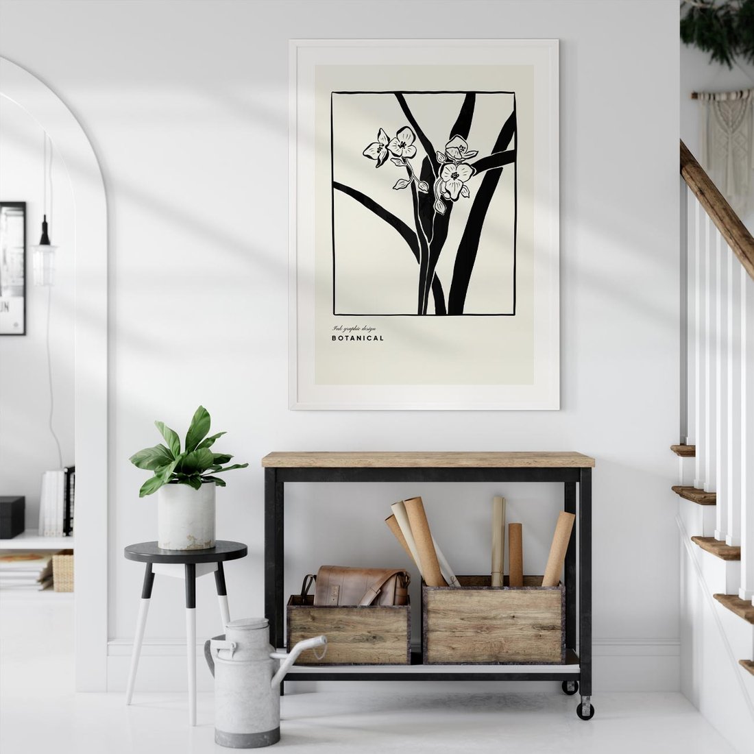Plakat w ramie 50x70 - Symfonia kwiatowej ekspresji - kwiat, grafika - rama biała