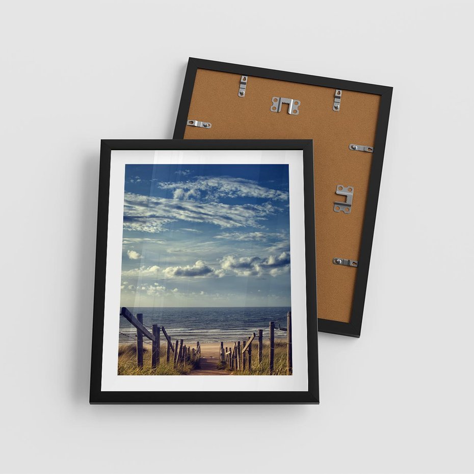 Plakat w ramie 40x50 - Plaża i morze - plaża, morze - rama czarna