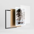 Plakat w ramie 50x70 - Ławka Pod Śniegiem - zimowy pejzaż, ławka pod śniegiem - rama czarna
