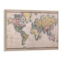 Obraz w ramie 100x70 - Światło Przeszłości - retro mapa świata, mapa - rama drewno