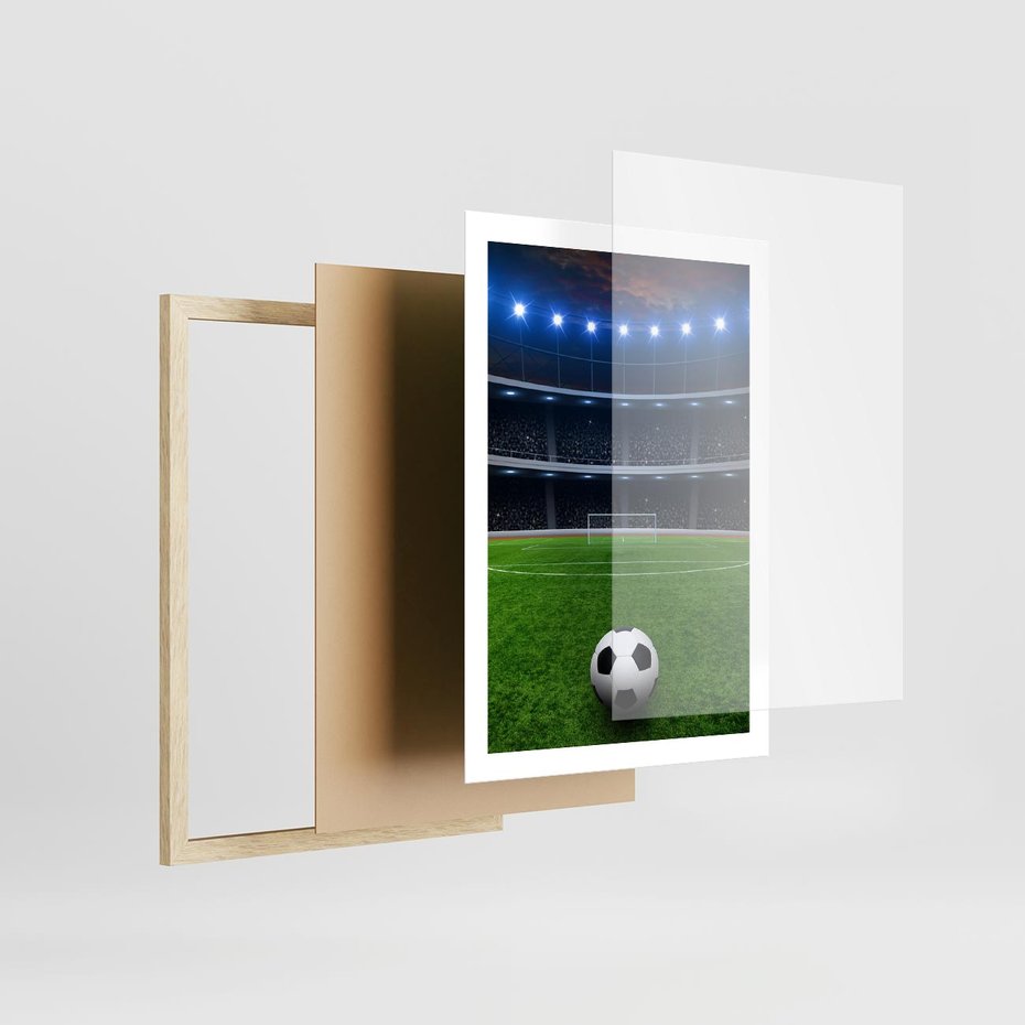 Plakat w ramie 50x70 - Piłka nożna - gol! - piłka nożna, gol - rama drewno