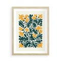 Plakat w ramie 50x70 - Impulsy Kreatywności - abstrakcyjne żółte kwiaty, kompozycja - rama drewno