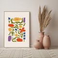 Obraz w ramie 50x70 - Minimalistyczna Harmonia - kwiaty, sztuka nowoczesna - rama drewno