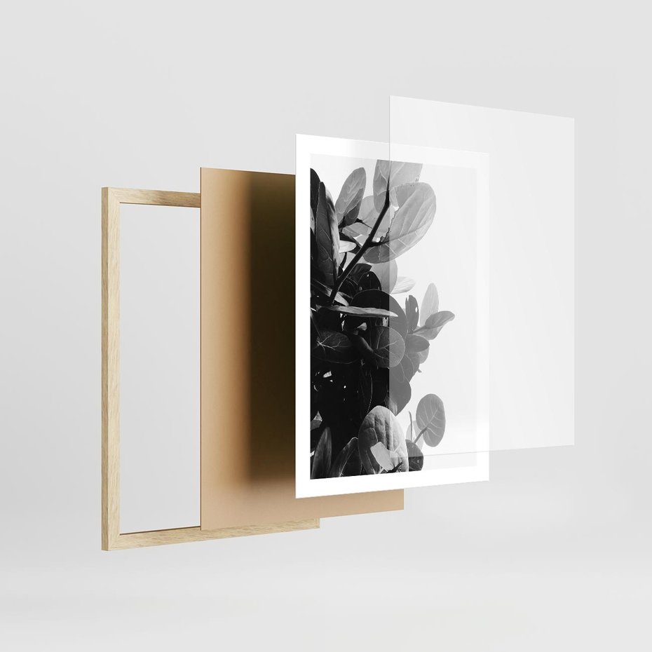 Plakat w ramie 50x70 - Blisko Natury - liście, rośliny tropikalne - rama drewno